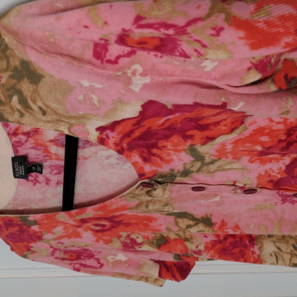 Talbots XP Short Sleeve Button Down Pink, Orange and Green Lightweight Top - Picture 4 of 5